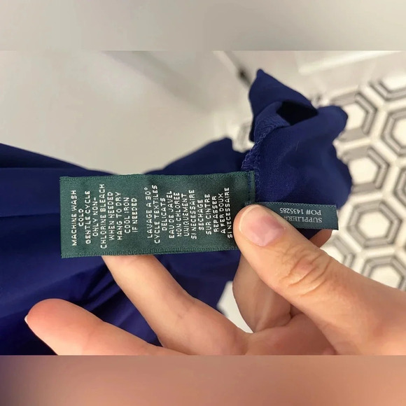 Lauren Ralph Lauren Blue Jewel Tone v neck A-line with pleating sleeveless 6 - Picture 9 of 9